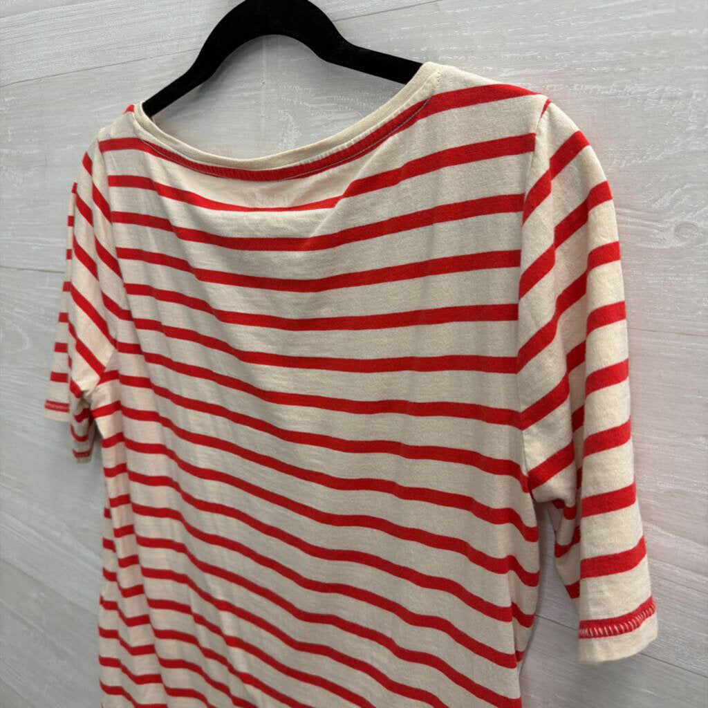 J Crew Red/ White Striped Short Sleeve Top Medium