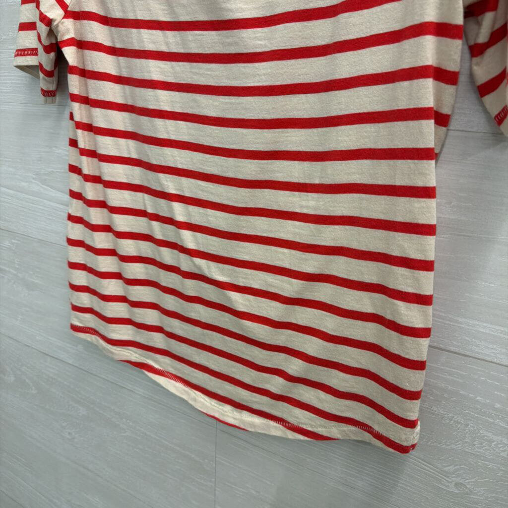 J Crew Red/ White Striped Short Sleeve Top Medium