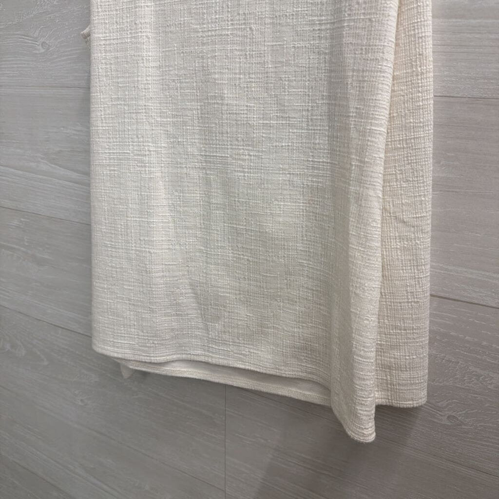 Ann Taylor White Textured Sleeveless Faux Wrap Top Medium