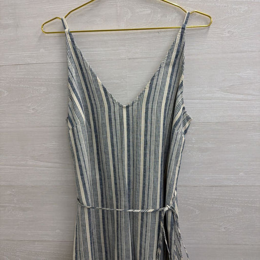 Ann Taylor Blue/ White Striped Tie Waist Midi Dress 10