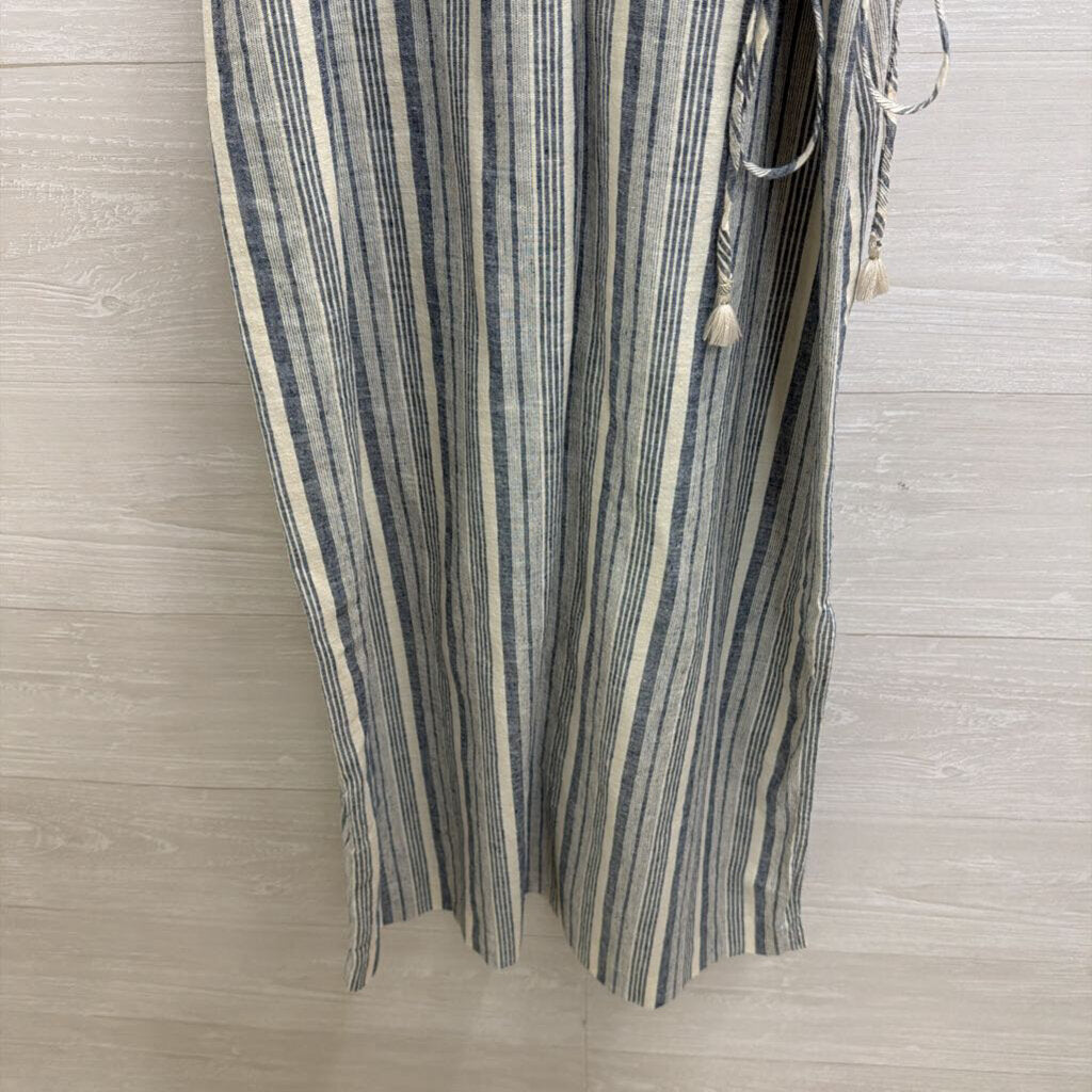 Ann Taylor Blue/ White Striped Tie Waist Midi Dress 10
