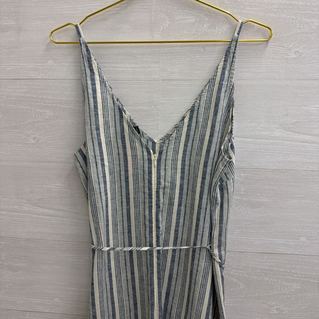 Ann Taylor Blue/ White Striped Tie Waist Midi Dress 10