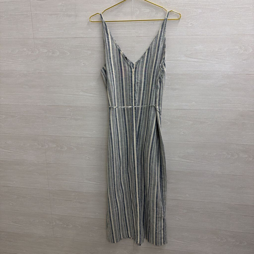 Ann Taylor Blue/ White Striped Tie Waist Midi Dress 10
