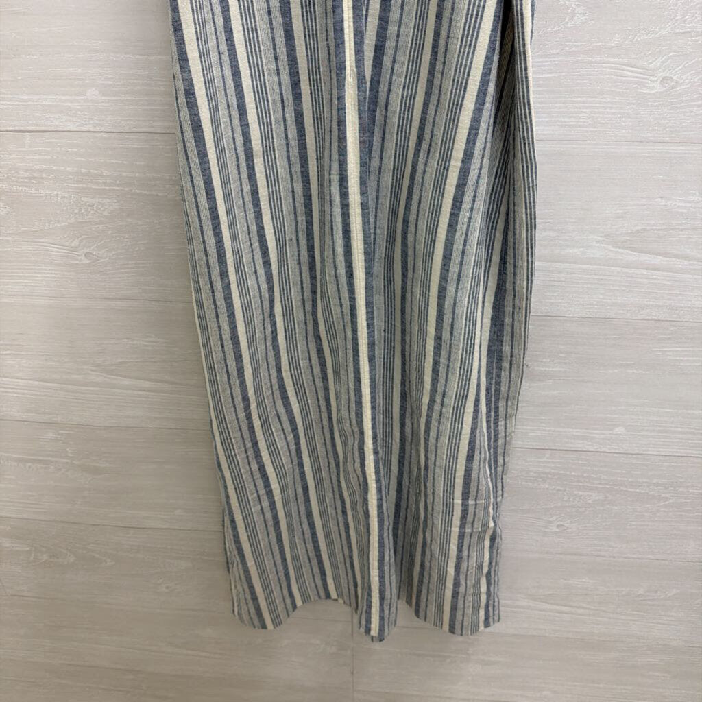 Ann Taylor Blue/ White Striped Tie Waist Midi Dress 10