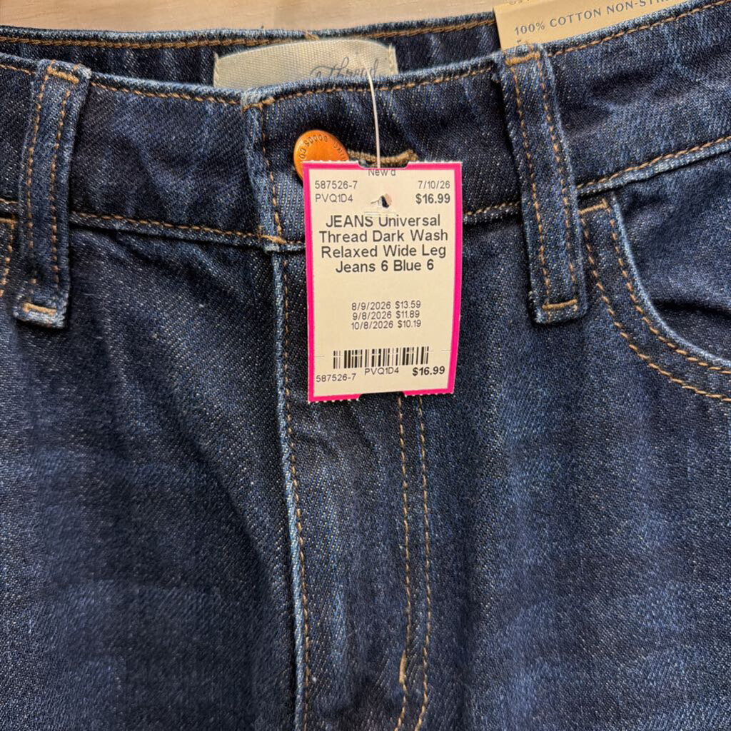 Dark Wash Relaxed Wide Leg Jeans 6