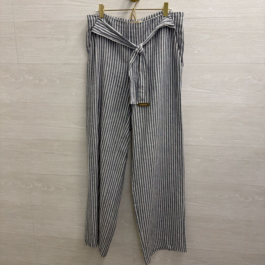 Michael Kors Blue/ White Striped Wide Leg Pants 6