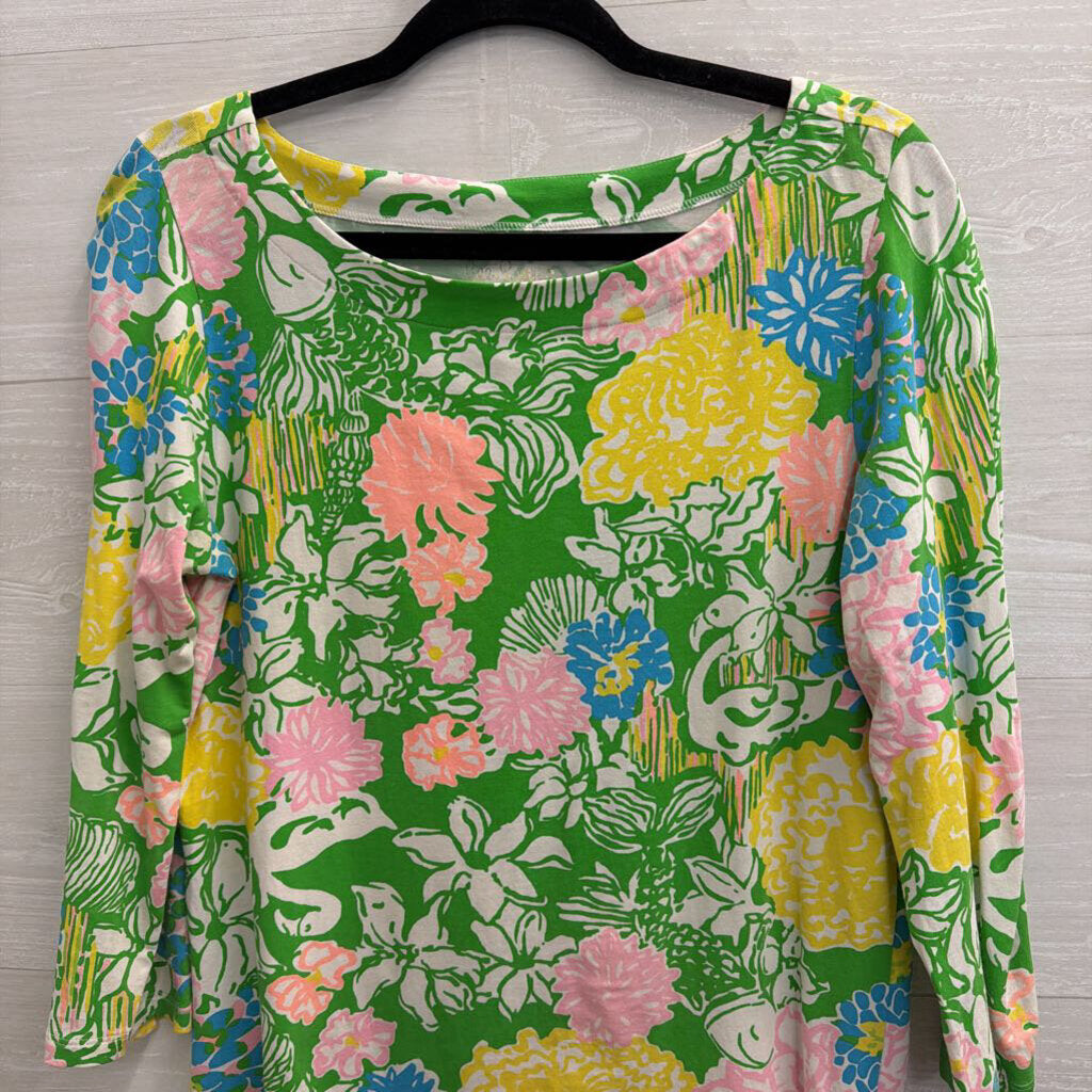 Lilly Pulitzer Green/ Multi Print Long Sleeve Top Medium