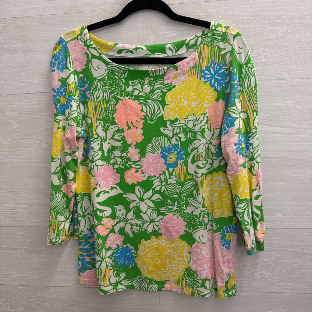 Lilly Pulitzer Green/ Multi Print Long Sleeve Top Medium
