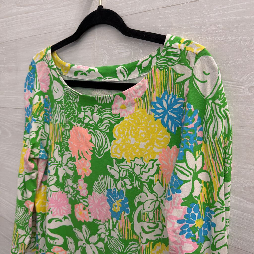 Lilly Pulitzer Green/ Multi Print Long Sleeve Top Medium