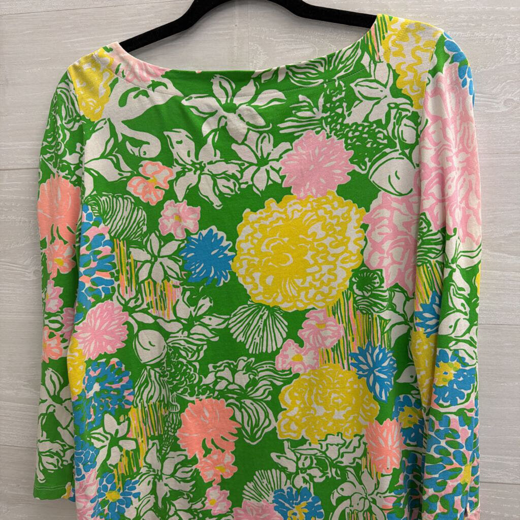 Lilly Pulitzer Green/ Multi Print Long Sleeve Top Medium
