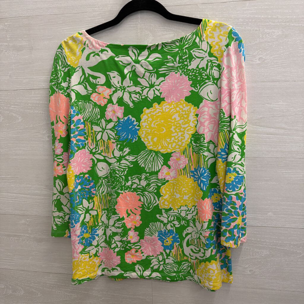 Lilly Pulitzer Green/ Multi Print Long Sleeve Top Medium
