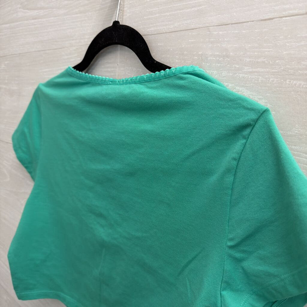 Savage X Fenty Green Cropped Short Sleeve Button Front Top Extra Large