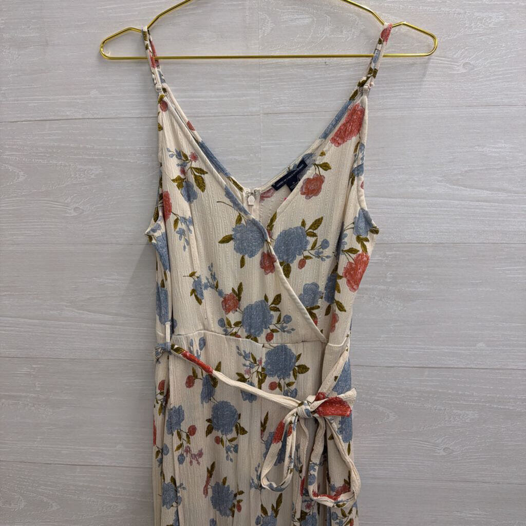 American Eagle White/ Blue Floral Jumpsuit 10