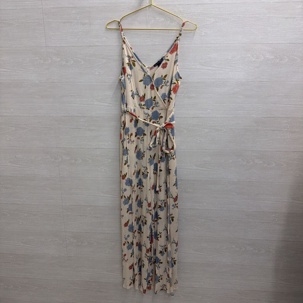 American Eagle White/ Blue Floral Jumpsuit 10