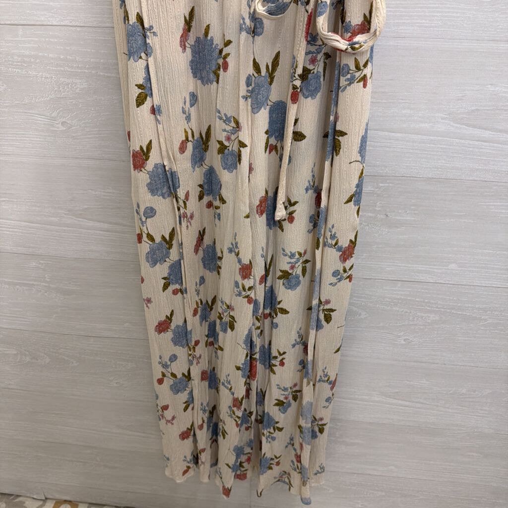 American Eagle White/ Blue Floral Jumpsuit 10