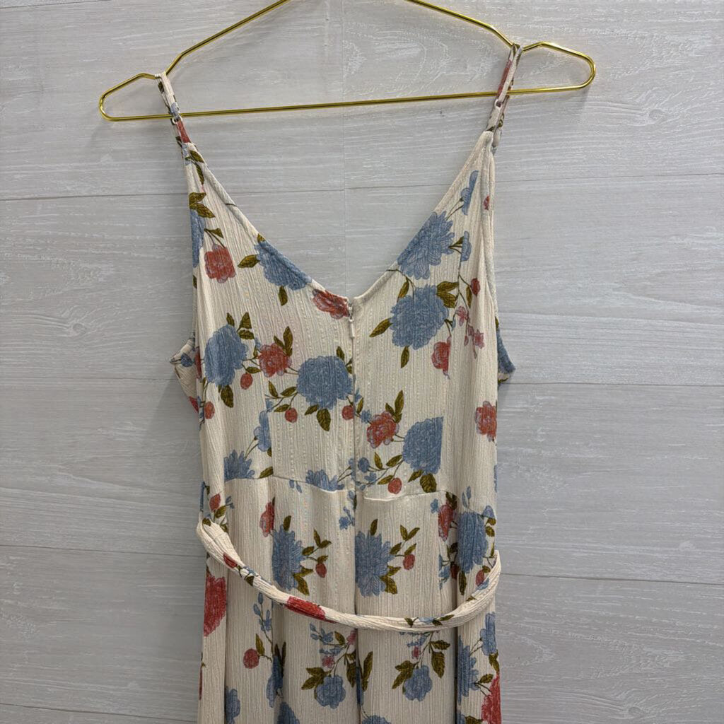 American Eagle White/ Blue Floral Jumpsuit 10