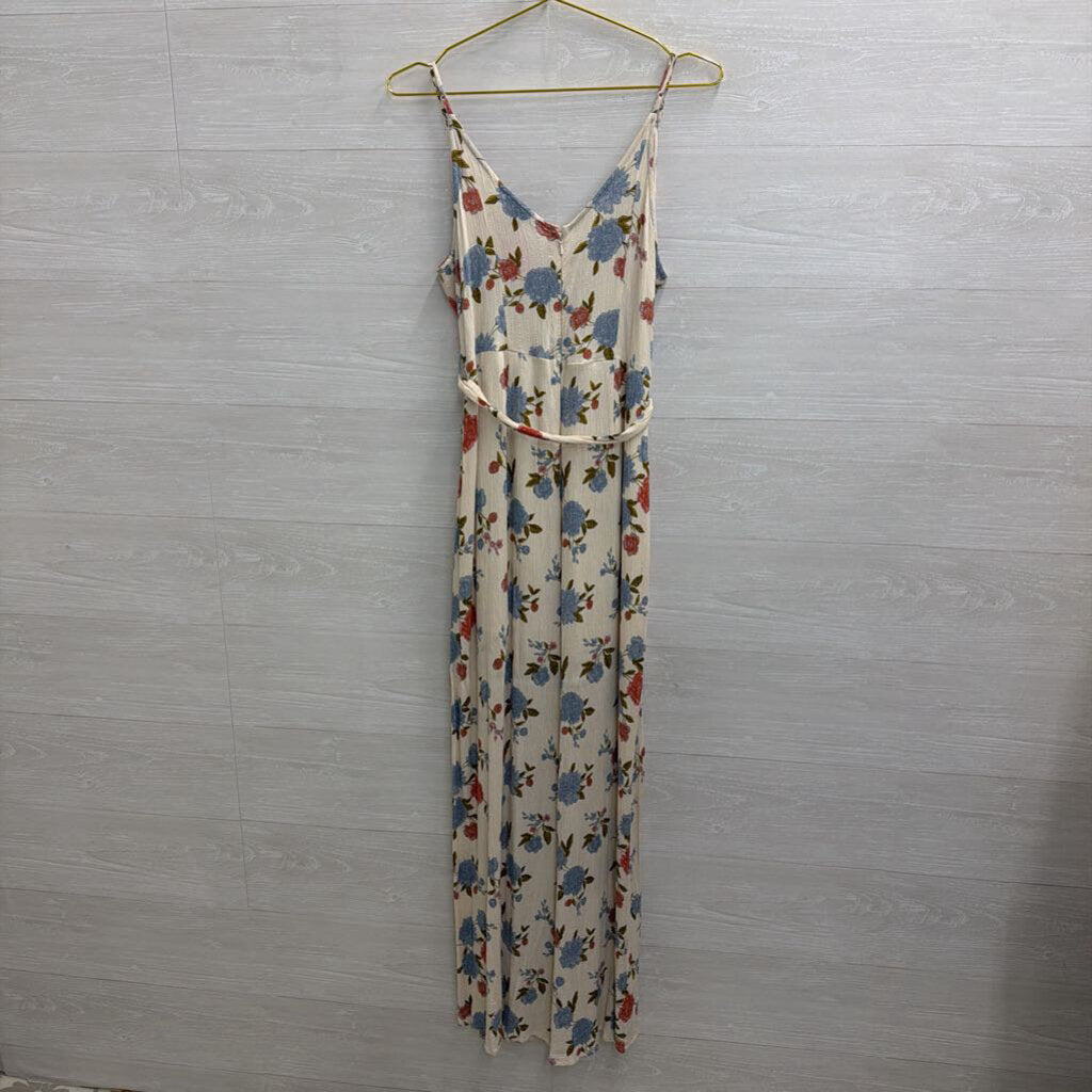 American Eagle White/ Blue Floral Jumpsuit 10