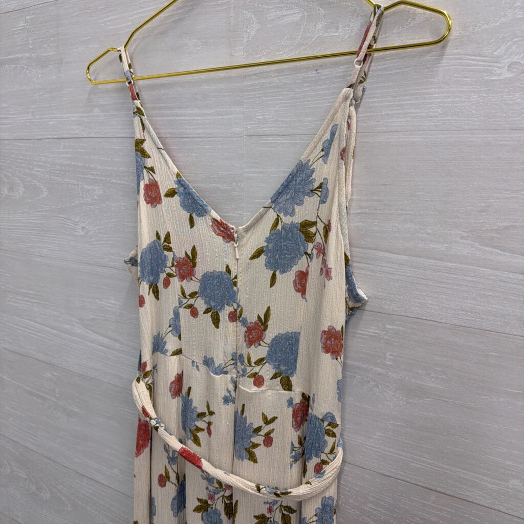 American Eagle White/ Blue Floral Jumpsuit 10