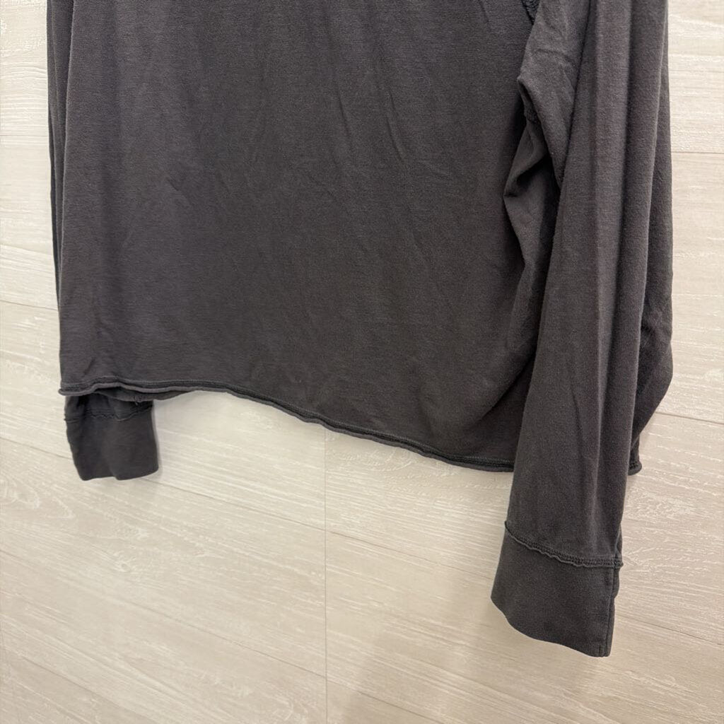 Aerie Grey Cropped Long Sleeve Top Medium