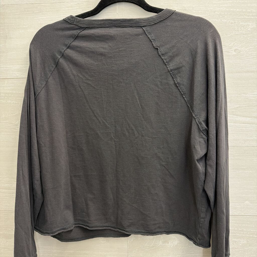 Aerie Grey Cropped Long Sleeve Top Medium