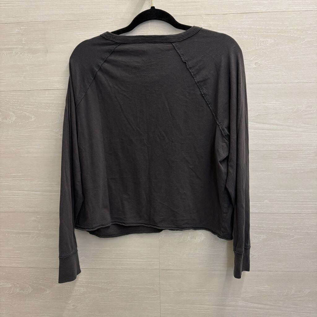 Aerie Grey Cropped Long Sleeve Top Medium