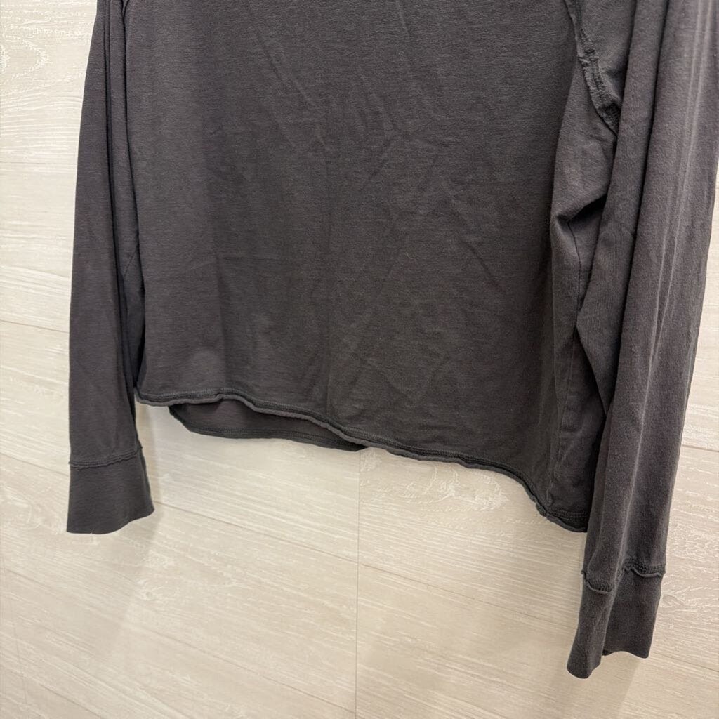 Aerie Grey Cropped Long Sleeve Top Medium