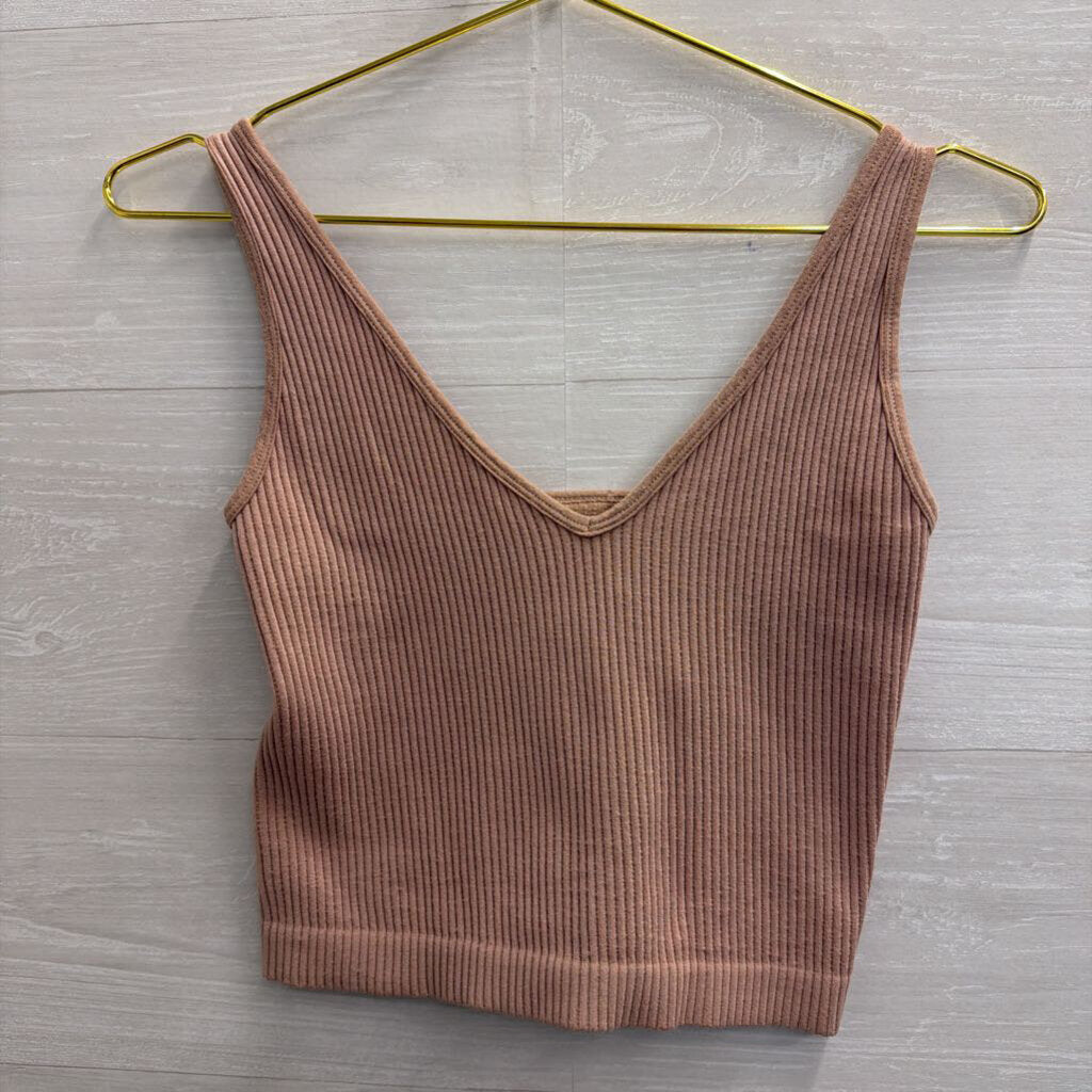Intimately Free People Brown Ribbed Cropped Tank Top Medium/ Large