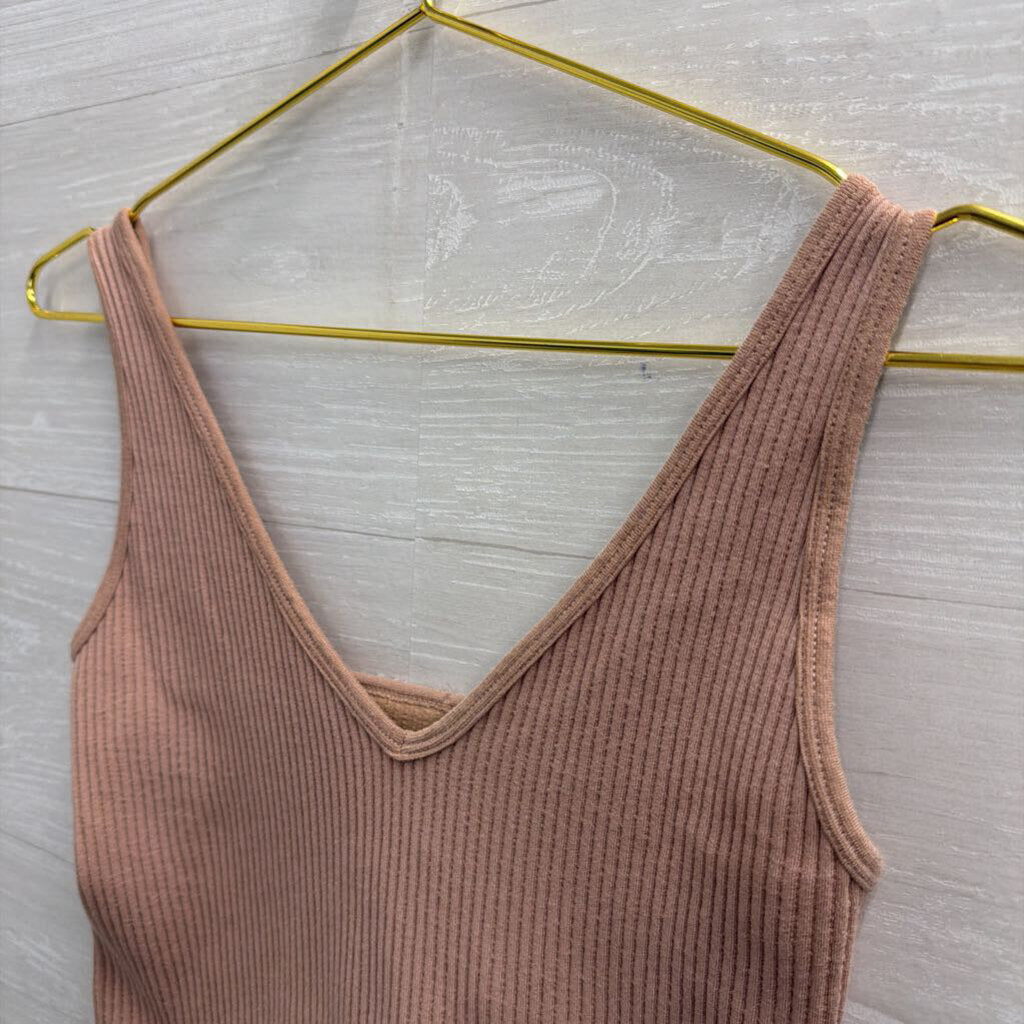 Intimately Free People Brown Ribbed Cropped Tank Top Medium/ Large