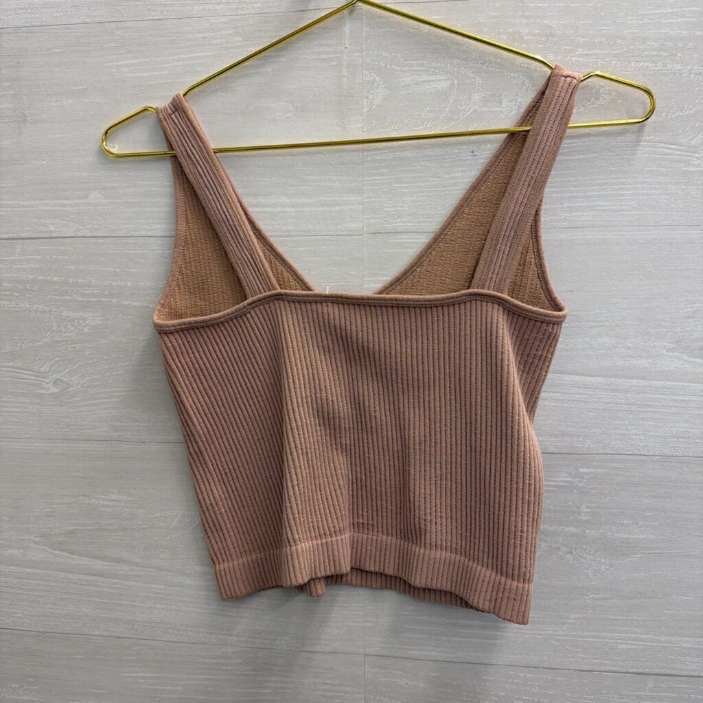 Intimately Free People Brown Ribbed Cropped Tank Top Medium/ Large