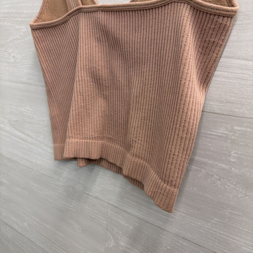 Intimately Free People Brown Ribbed Cropped Tank Top Medium/ Large