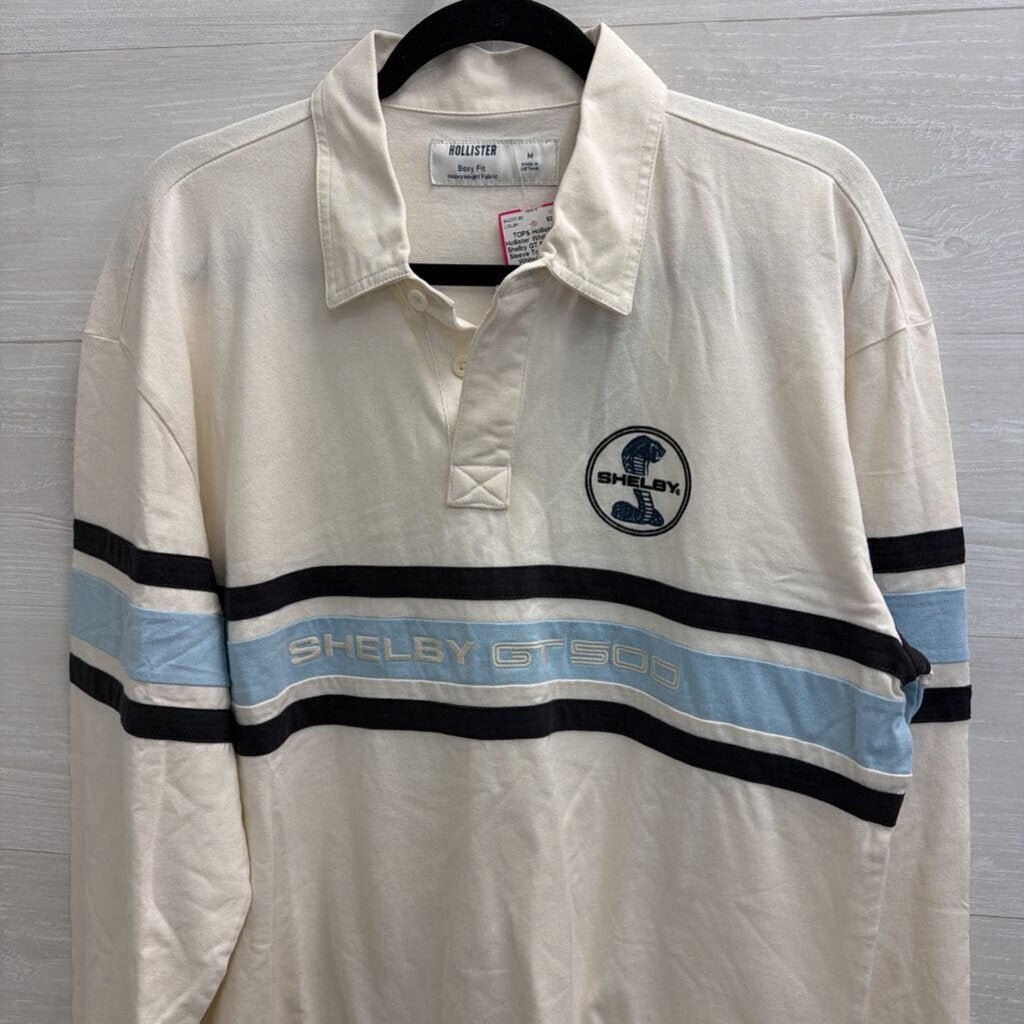 Hollister White/ Blue Shelby GT 500 Long Sleeve Top Medium