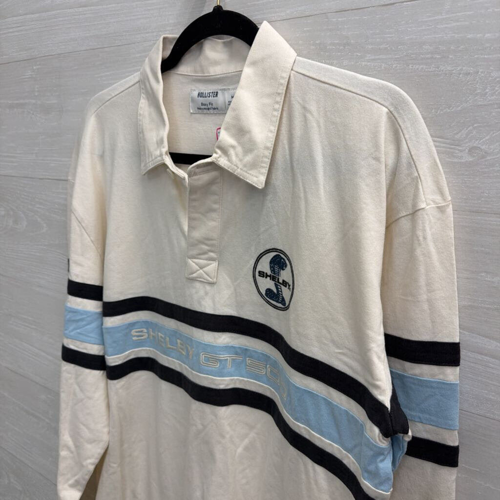 Hollister White/ Blue Shelby GT 500 Long Sleeve Top Medium