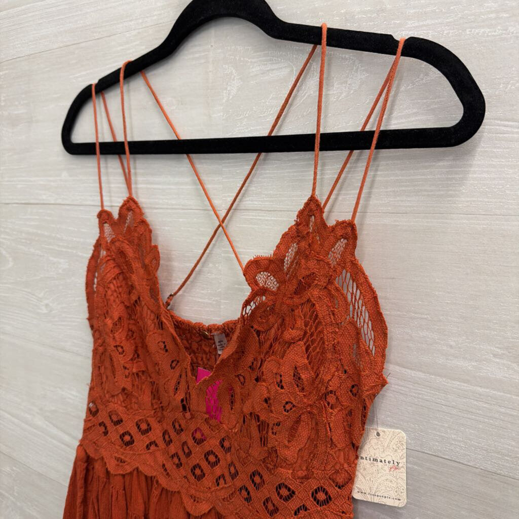 FP One Orange Lace Tank Top Medium