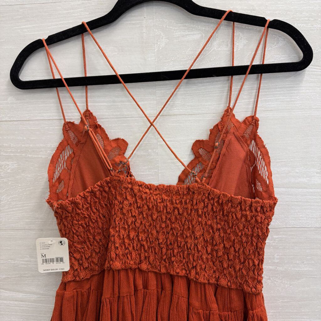 FP One Orange Lace Tank Top Medium