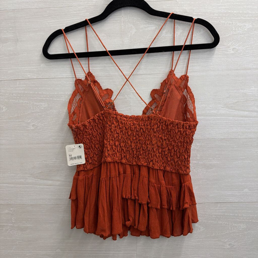 FP One Orange Lace Tank Top Medium