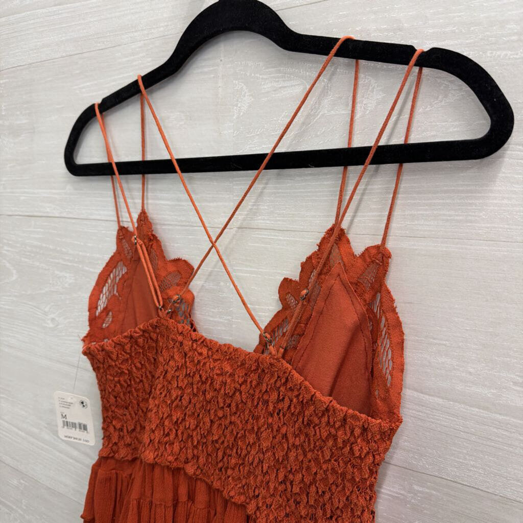 FP One Orange Lace Tank Top Medium