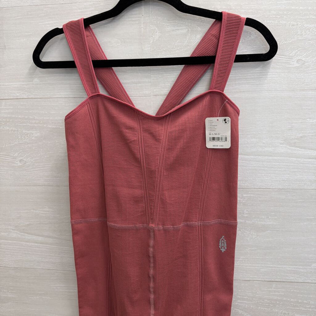 FP Movement Pink Ribbed Jumpsuit Medium/ Large