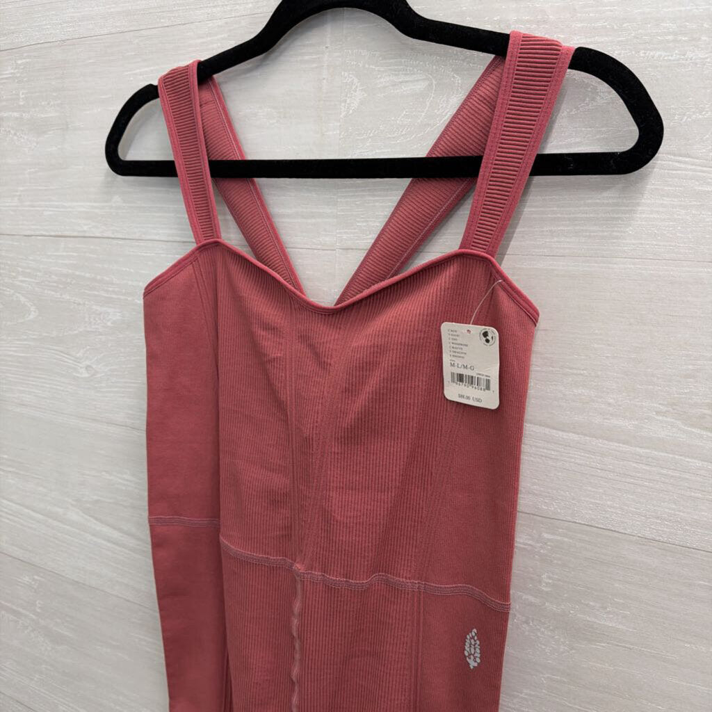 FP Movement Pink Ribbed Jumpsuit Medium/ Large