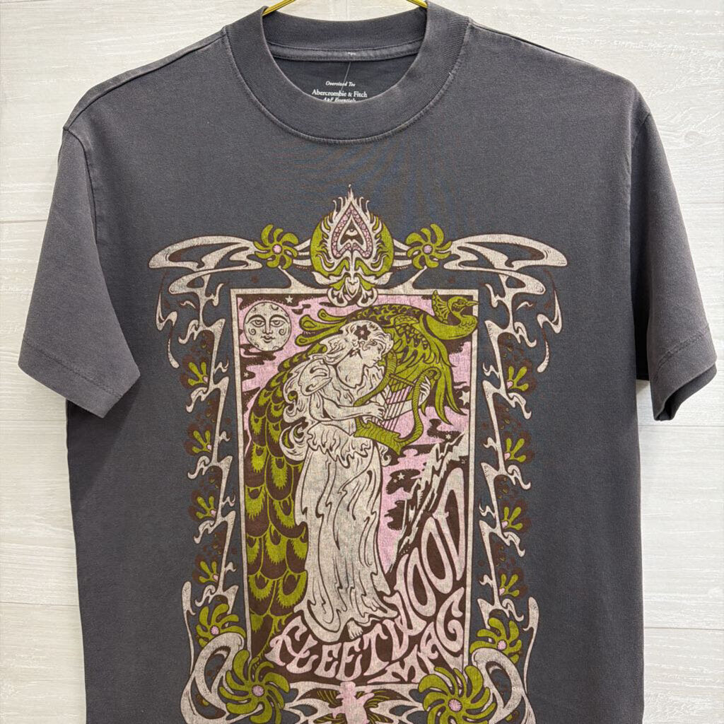 Abercrombie and Fitch Grey/ Multi Fleetwood Mac Short Sleeve Graphic Tee XXS