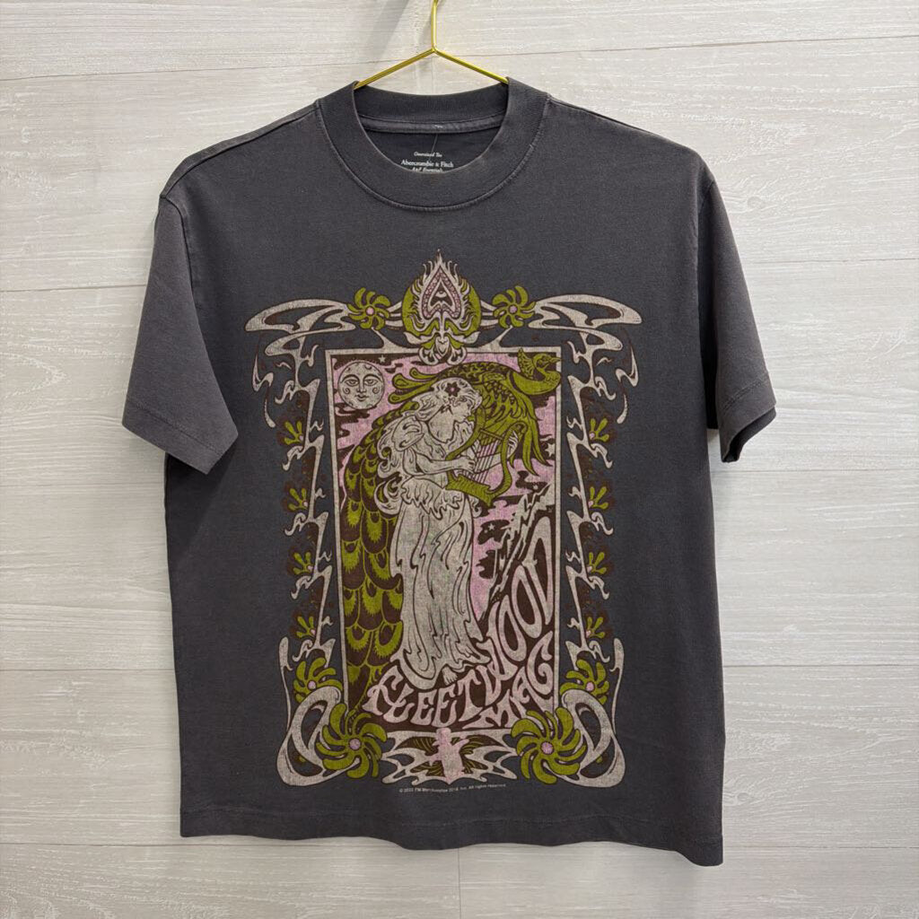 Abercrombie and Fitch Grey/ Multi Fleetwood Mac Short Sleeve Graphic Tee XXS