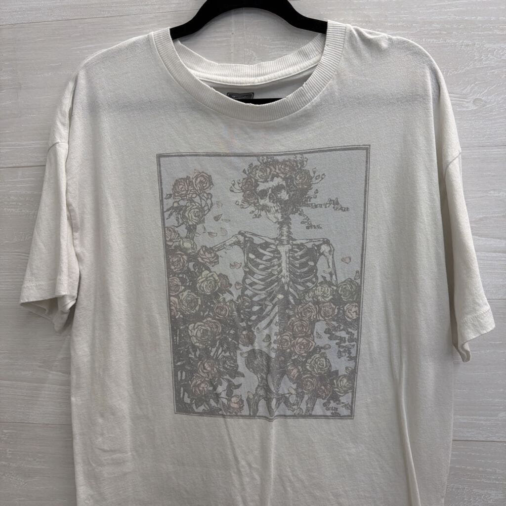 Tailgate White Skeleton Short Sleeve Graphic Tee Small
