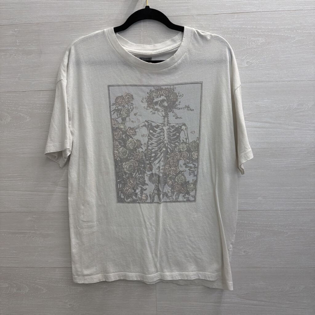 Tailgate White Skeleton Short Sleeve Graphic Tee Small