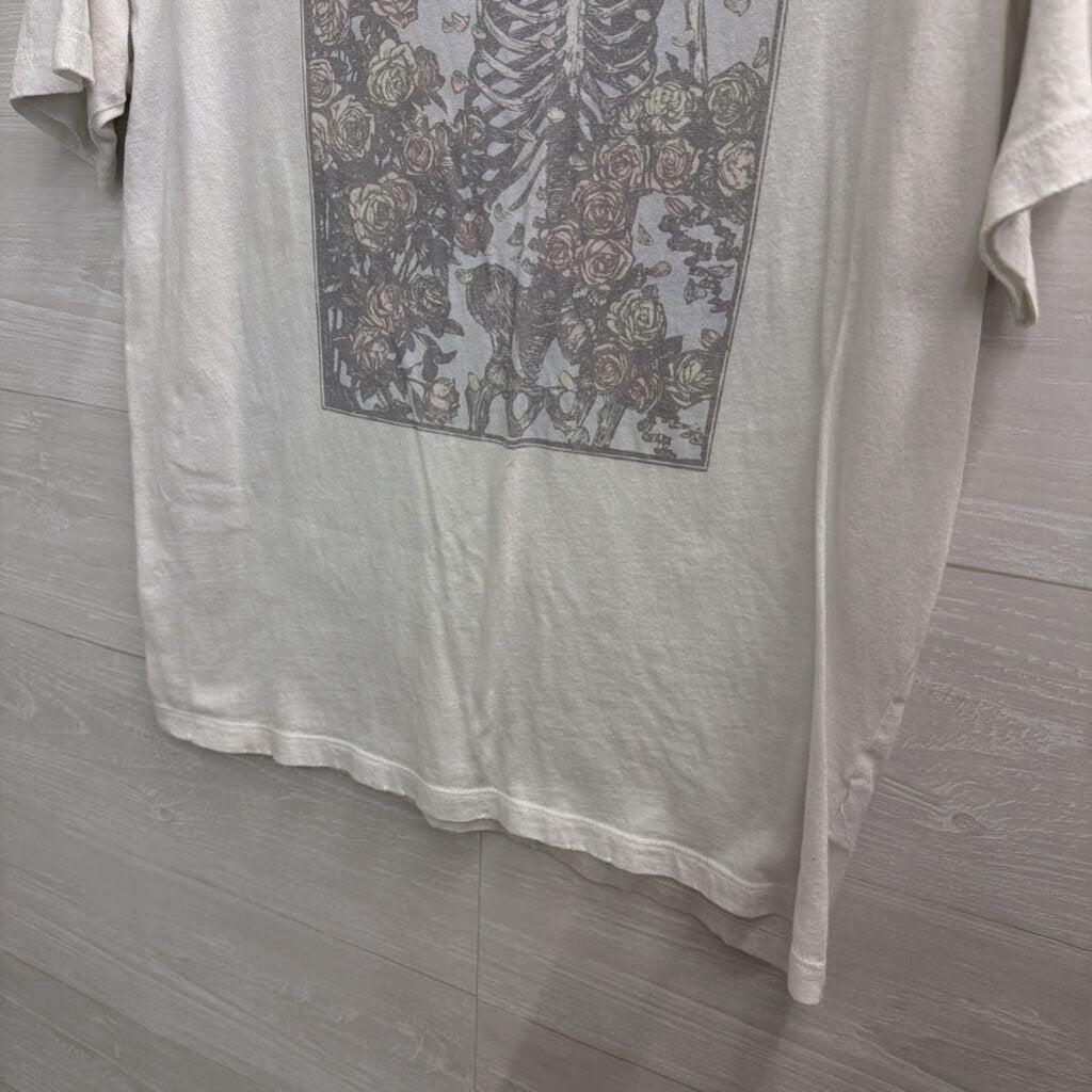 Tailgate White Skeleton Short Sleeve Graphic Tee Small