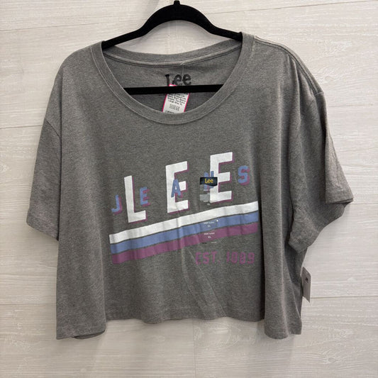 Lee Grey Cropped Lee Jeans Short Sleeve Graphic Tee Extra Large