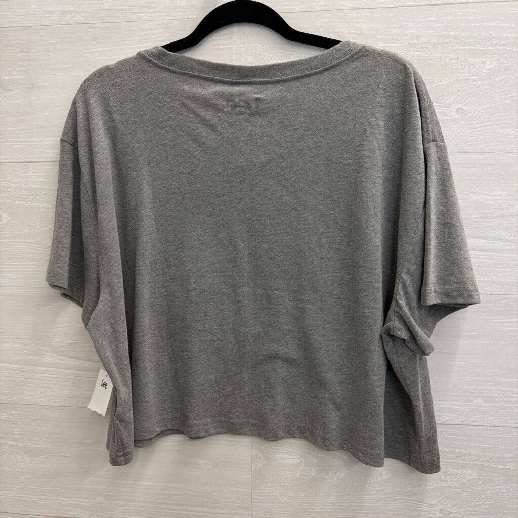 Lee Grey Cropped Lee Jeans Short Sleeve Graphic Tee Extra Large