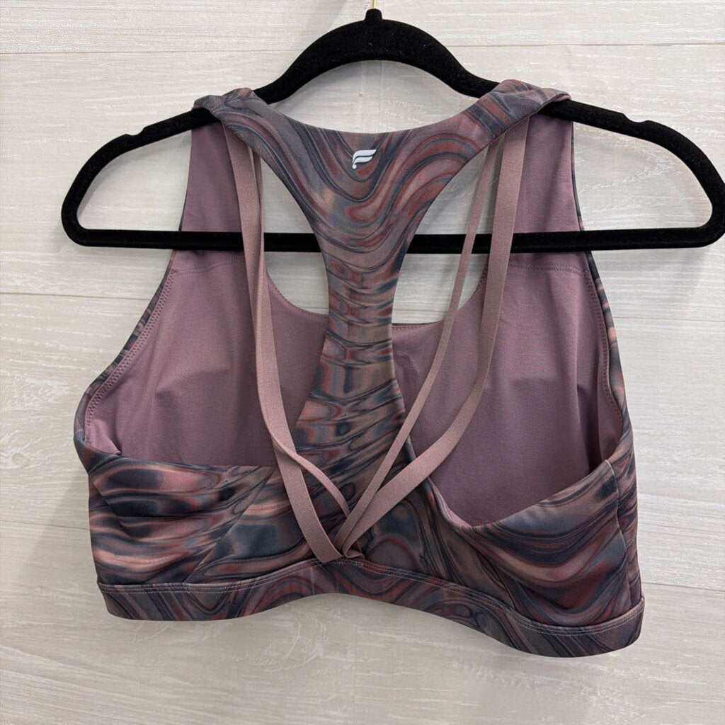 Fabletics Purple/ Grey Swirl Print Athletic Bra/ Leggings Set Large