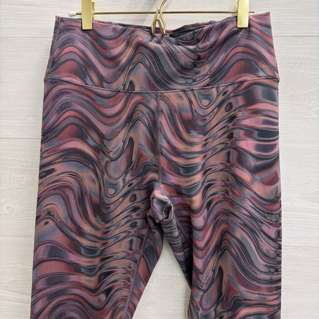Fabletics Purple/ Grey Swirl Print Athletic Bra/ Leggings Set Large