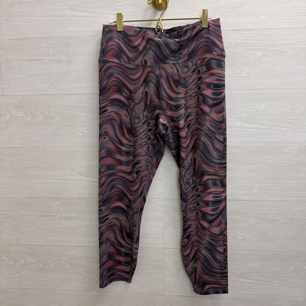 Fabletics Purple/ Grey Swirl Print Athletic Bra/ Leggings Set Large