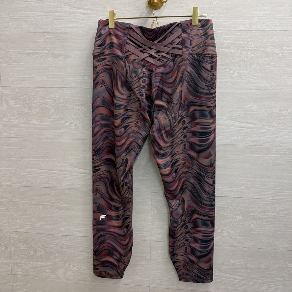 Fabletics Purple/ Grey Swirl Print Athletic Bra/ Leggings Set Large
