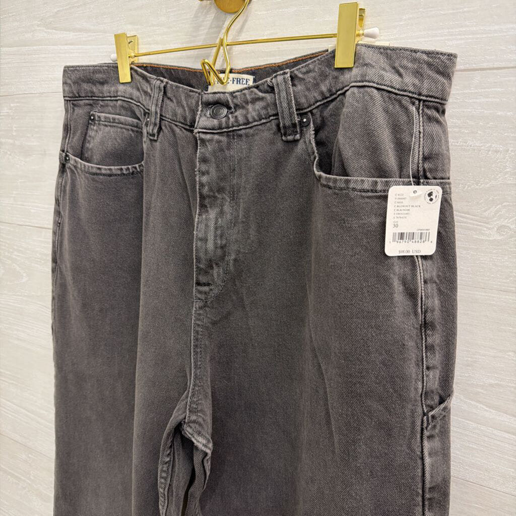 We The Free Black Denim Wide Leg Jeans 30